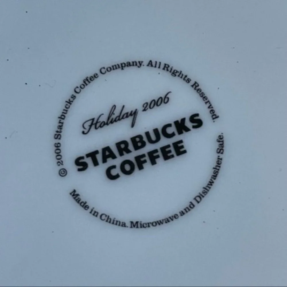 Starbucks COffee Holiday Plate Set of 4 Christmas 2006 Microwave Dishwasher Safe